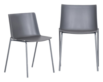 Set of Two Gray Steel and Heavy Duty Plastic Dining Side Chairs HomeRoots