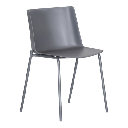 Set of Two Gray Steel and Heavy Duty Plastic Dining Side Chairs HomeRoots