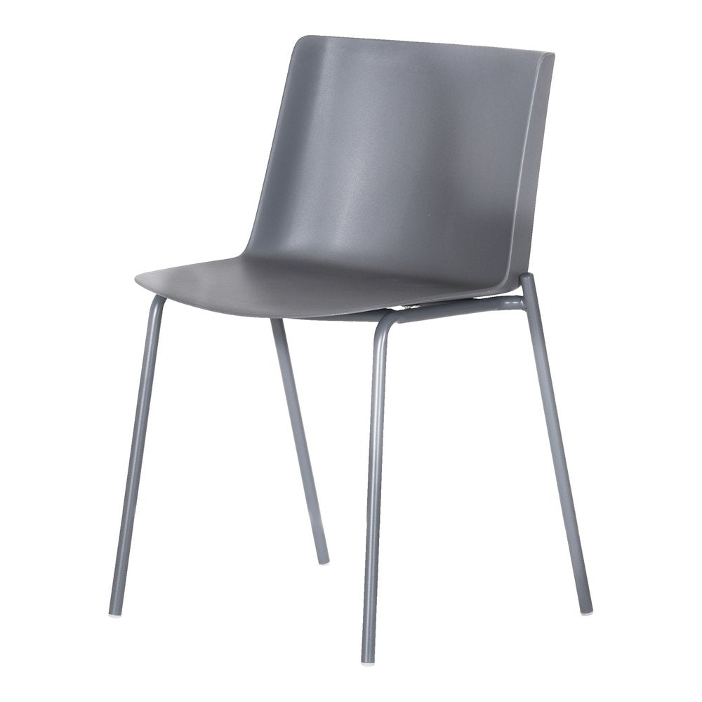 Set of Two Gray Steel and Heavy Duty Plastic Dining Side Chairs HomeRoots