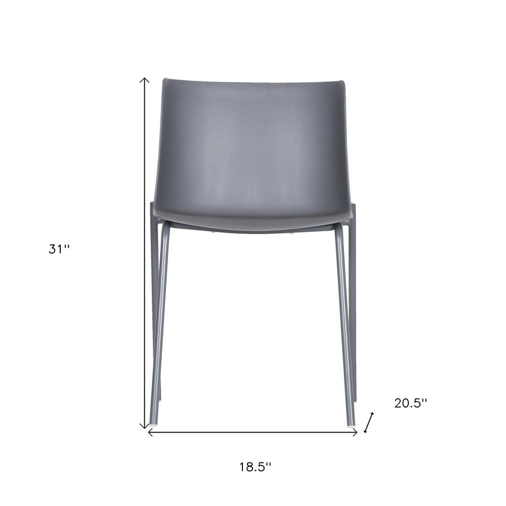 Set of Two Gray Steel and Heavy Duty Plastic Dining Side Chairs HomeRoots
