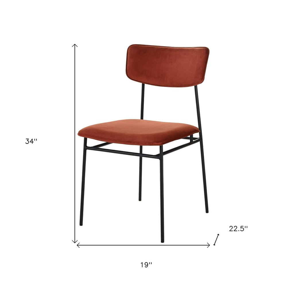 Set of Two Amber and Black Fabric Open Back Dining Side Chairs HomeRoots