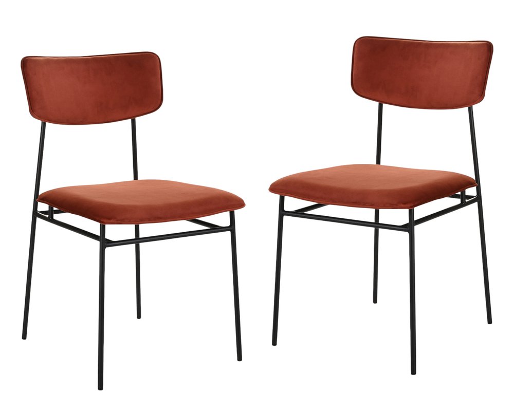 Set of Two Amber and Black Fabric Open Back Dining Side Chairs HomeRoots