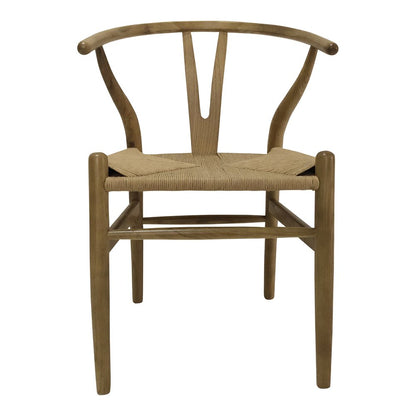 Set of Two Natural Solid Wood Wishbone Back Dining Arm Chairs HomeRoots