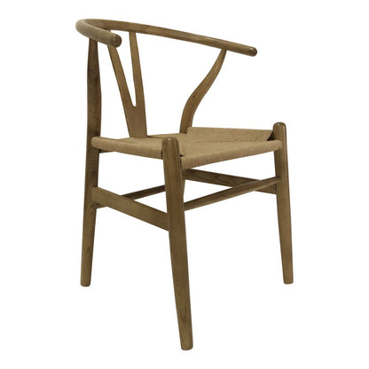 Set of Two Natural Solid Wood Wishbone Back Dining Arm Chairs HomeRoots