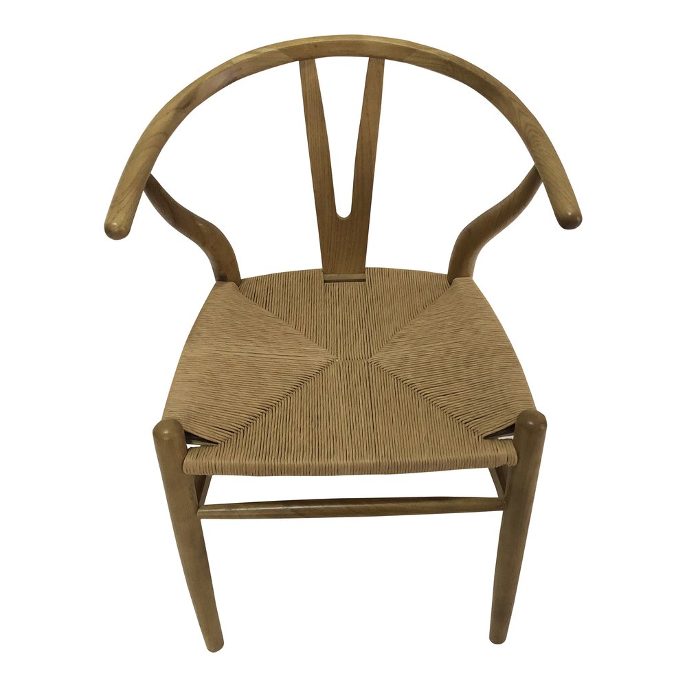 Set of Two Natural Solid Wood Wishbone Back Dining Arm Chairs HomeRoots