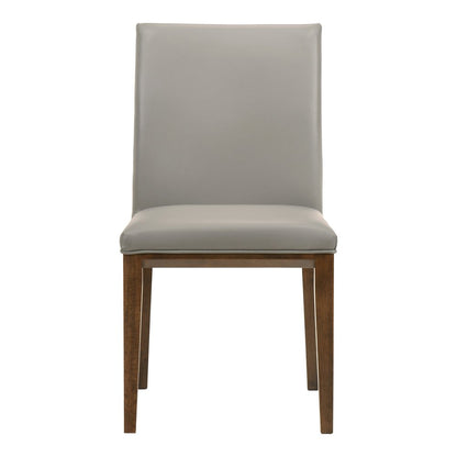 Set of Two Gray And Brown And Gray Leather Dining Side Chairs HomeRoots