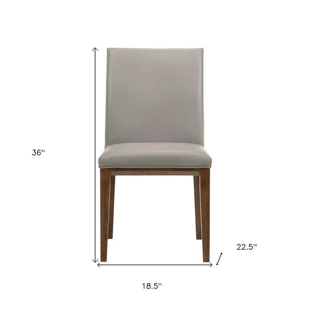 Set of Two Gray And Brown And Gray Leather Dining Side Chairs HomeRoots