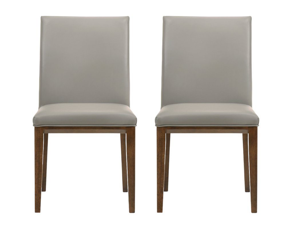 Set of Two Gray And Brown And Gray Leather Dining Side Chairs HomeRoots