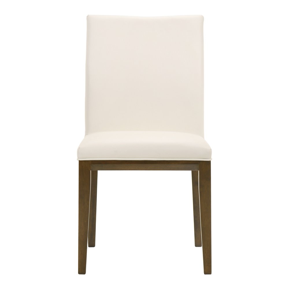 Set of Two White And Brown And White Leather Dining Side Chairs HomeRoots