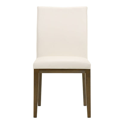 Set of Two White And Brown And White Leather Dining Side Chairs HomeRoots