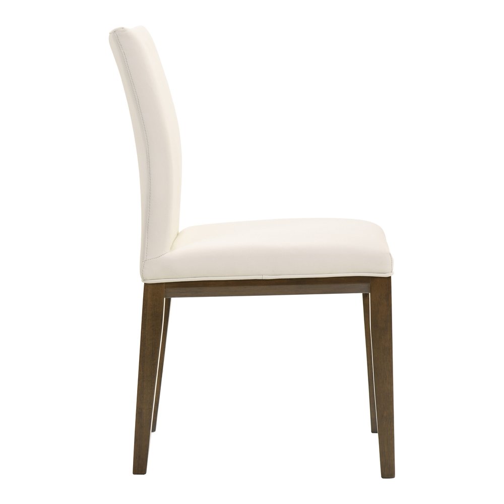 Set of Two White And Brown And White Leather Dining Side Chairs HomeRoots