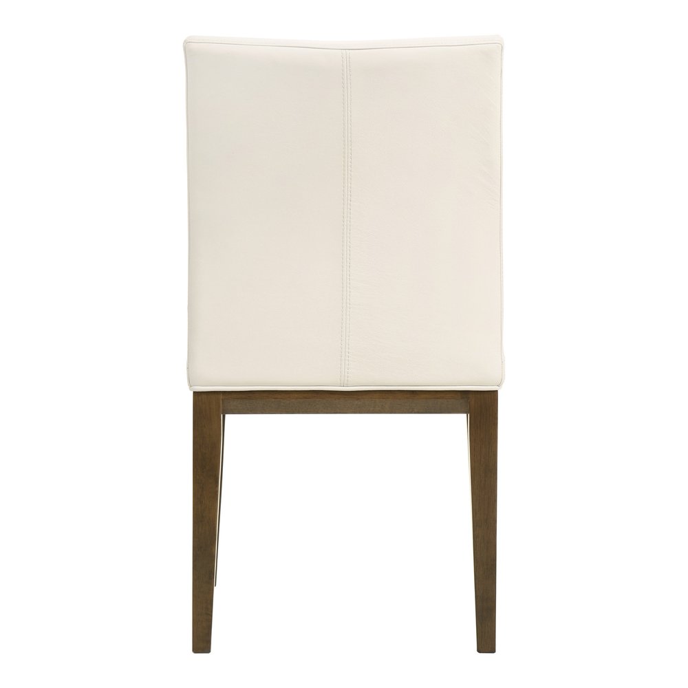 Set of Two White And Brown And White Leather Dining Side Chairs HomeRoots