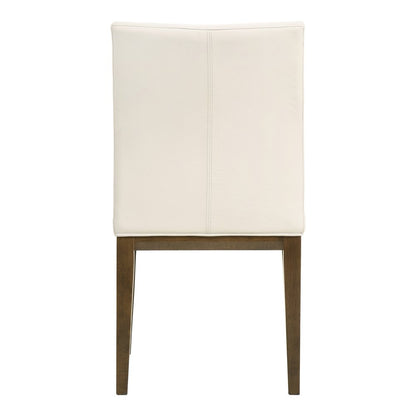 Set of Two White And Brown And White Leather Dining Side Chairs HomeRoots