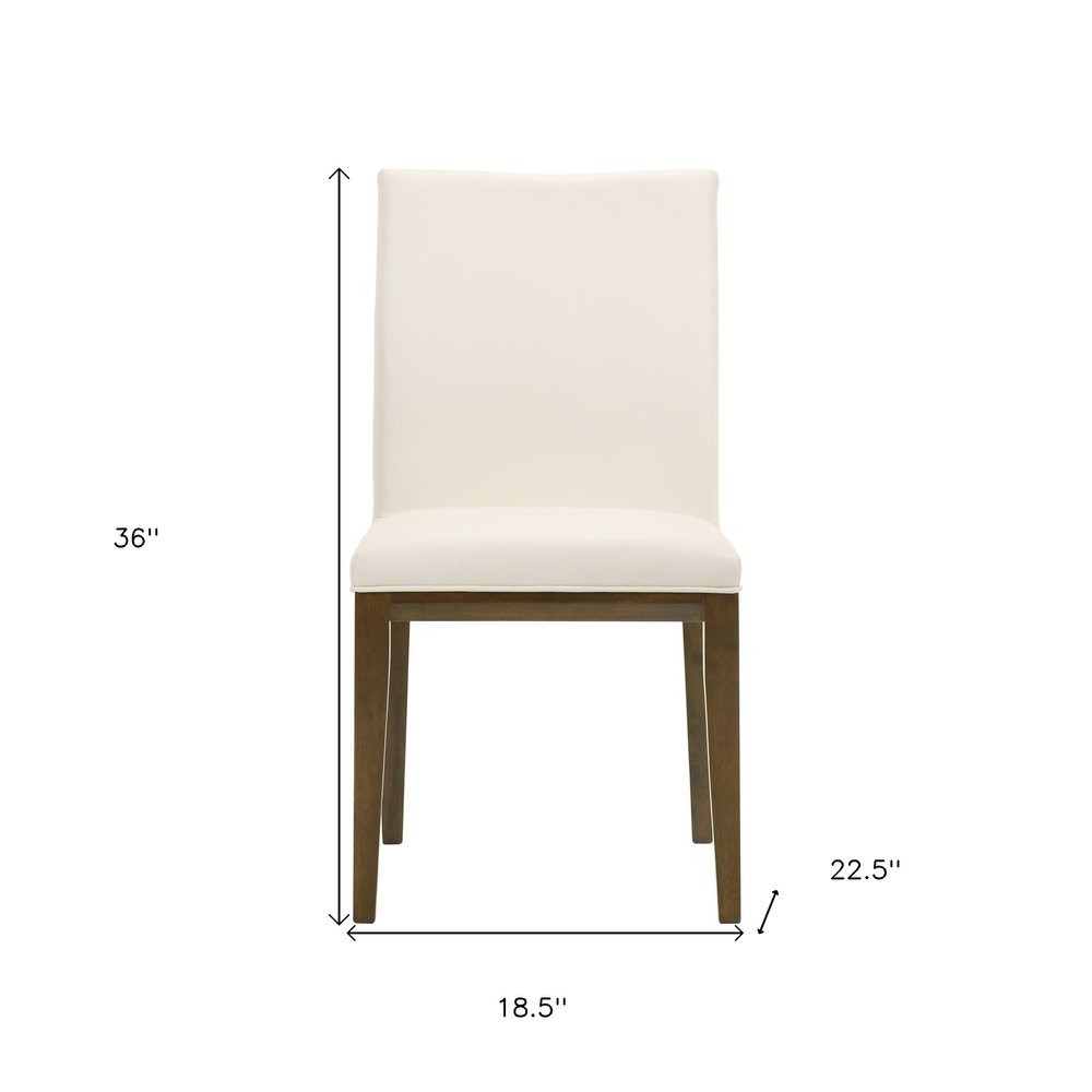 Set of Two White And Brown And White Leather Dining Side Chairs HomeRoots