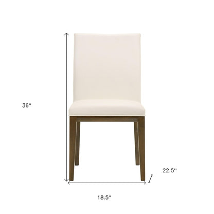 Set of Two White And Brown And White Leather Dining Side Chairs HomeRoots