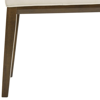 Set of Two White And Brown And White Leather Dining Side Chairs HomeRoots