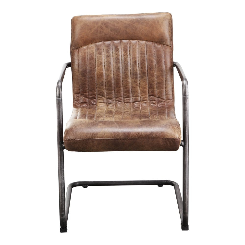 Set of Two Brown And Black And Brown Leather Dining Arm Chairs HomeRoots