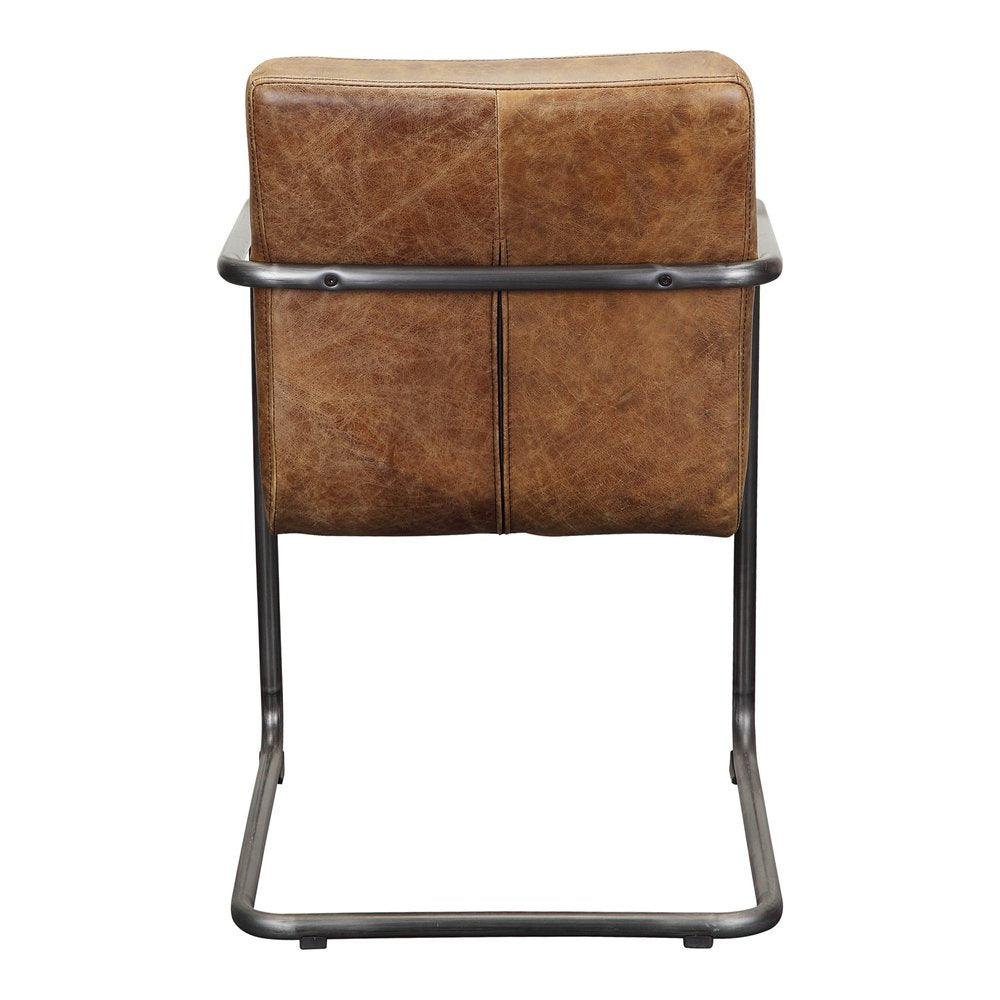 Set of Two Brown And Black And Brown Leather Dining Arm Chairs HomeRoots