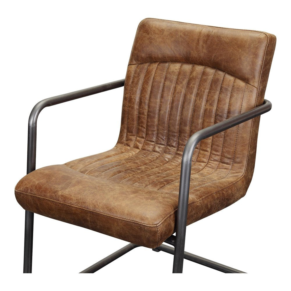 Set of Two Brown And Black And Brown Leather Dining Arm Chairs HomeRoots