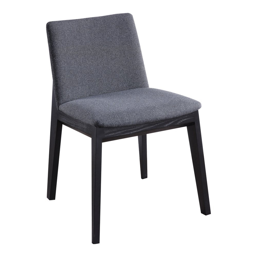 Set of Two Charcoal and Black Fabric Dining Side Chairs HomeRoots