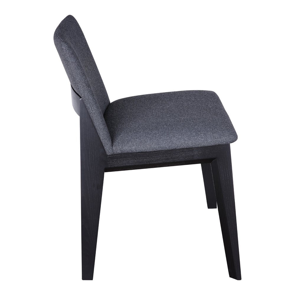 Set of Two Charcoal and Black Fabric Dining Side Chairs HomeRoots