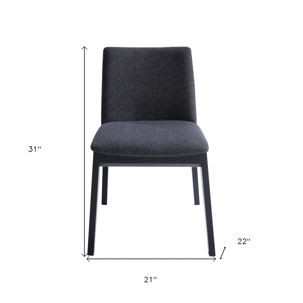 Set of Two Charcoal and Black Fabric Dining Side Chairs HomeRoots