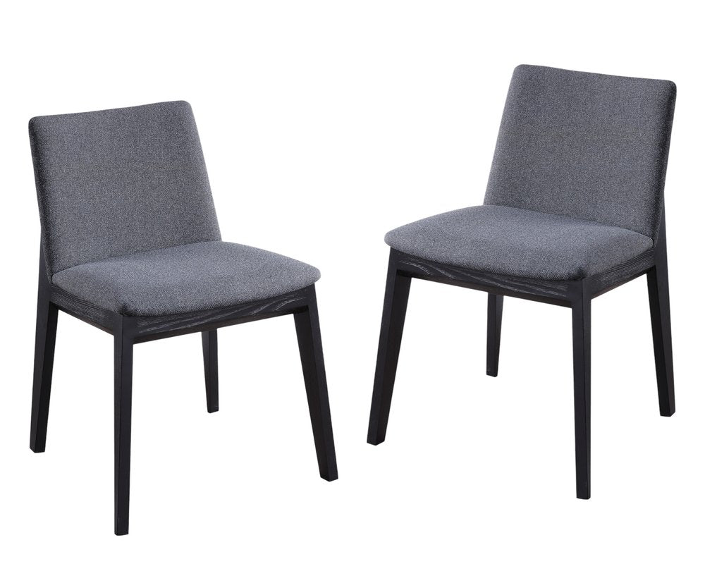 Set of Two Charcoal and Black Fabric Dining Side Chairs HomeRoots