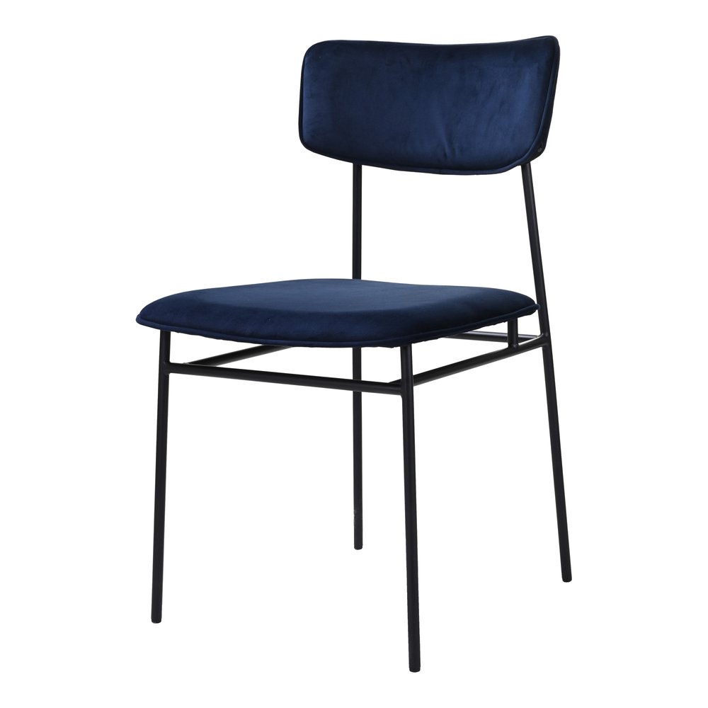 Blue And Black And Blue Velvet Open Back Dining Side Chair HomeRoots