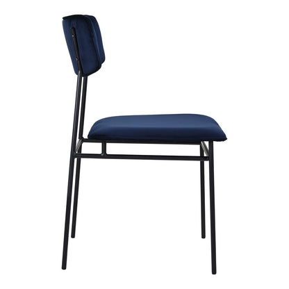 Blue And Black And Blue Velvet Open Back Dining Side Chair HomeRoots