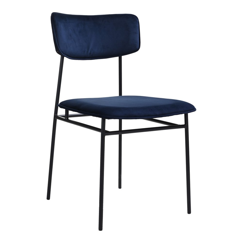 Blue And Black And Blue Velvet Open Back Dining Side Chair HomeRoots