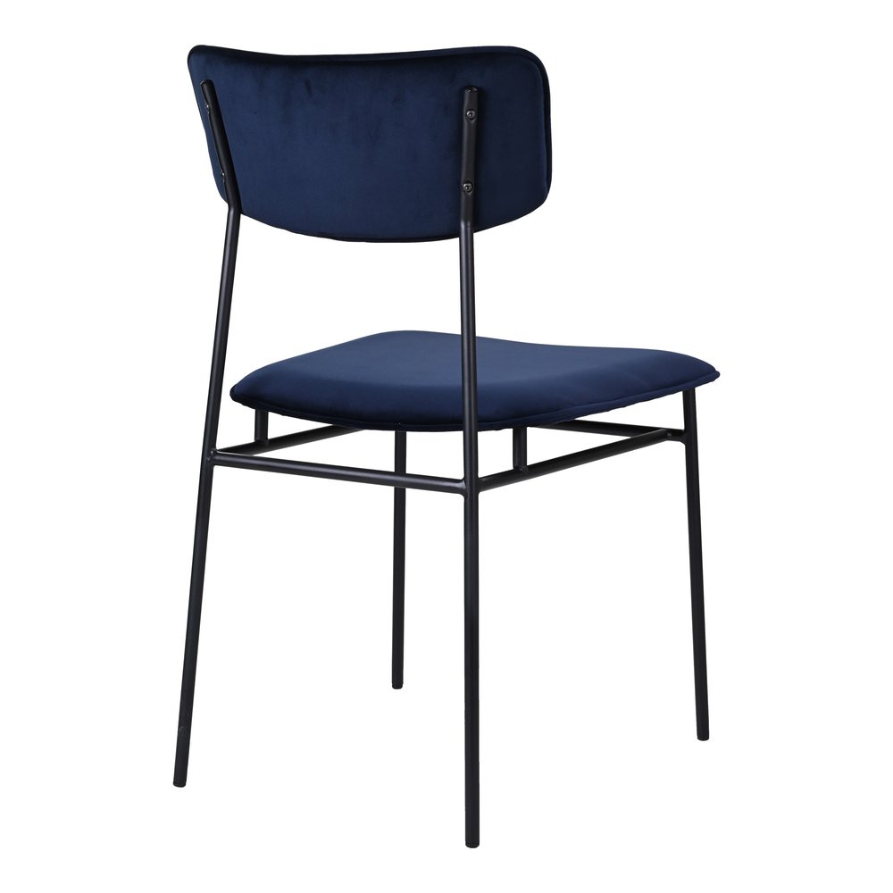 Blue And Black And Blue Velvet Open Back Dining Side Chair HomeRoots