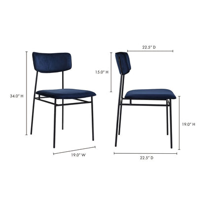 Blue and Black Velvet Open Back Dining Side Chair HomeRoots
