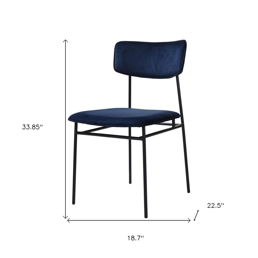 Blue And Black And Blue Velvet Open Back Dining Side Chair HomeRoots
