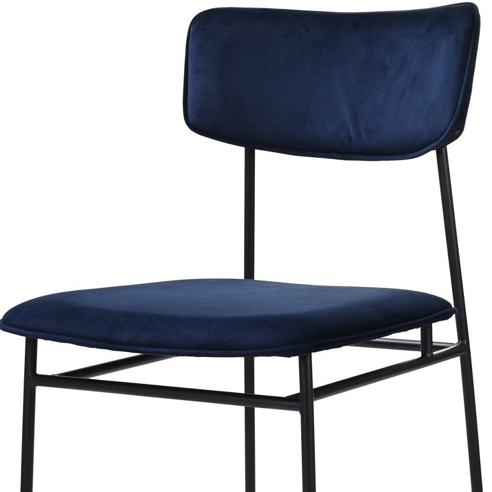 Blue And Black And Blue Velvet Open Back Dining Side Chair HomeRoots