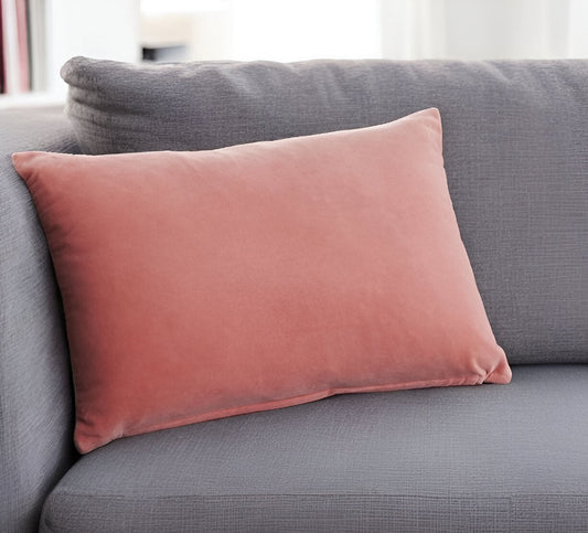 14" X 20" Blush Velvet Lumbar Throw Pillow FurniFindUSA