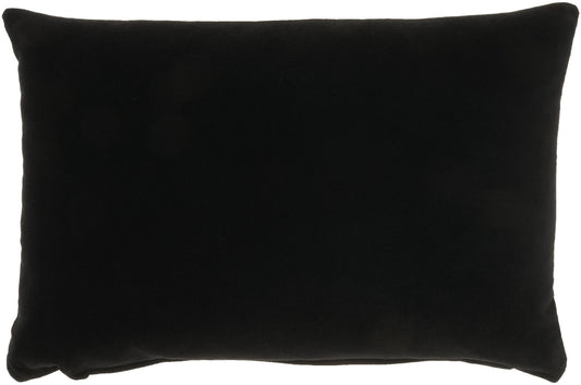 14" X 20" Black Velvet Lumbar Throw Pillow FurniFindUSA