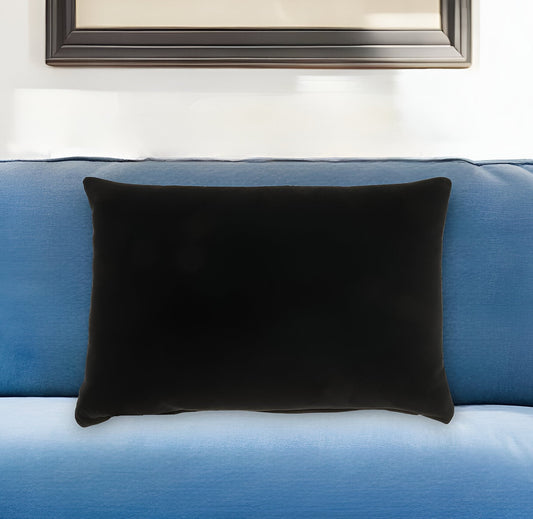 14" X 20" Black Velvet Lumbar Throw Pillow FurniFindUSA