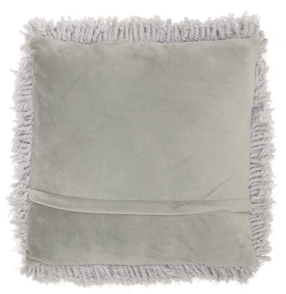 18" Light Gray Shag Throw Pillow FurniFindUSA