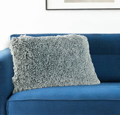 14" X 20" Celadon Shag Lumbar Throw Pillow FurniFindUSA