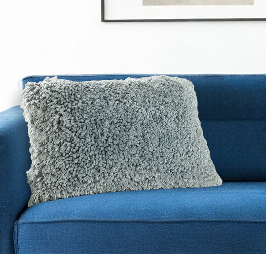 14" X 20" Celadon Shag Lumbar Throw Pillow FurniFindUSA