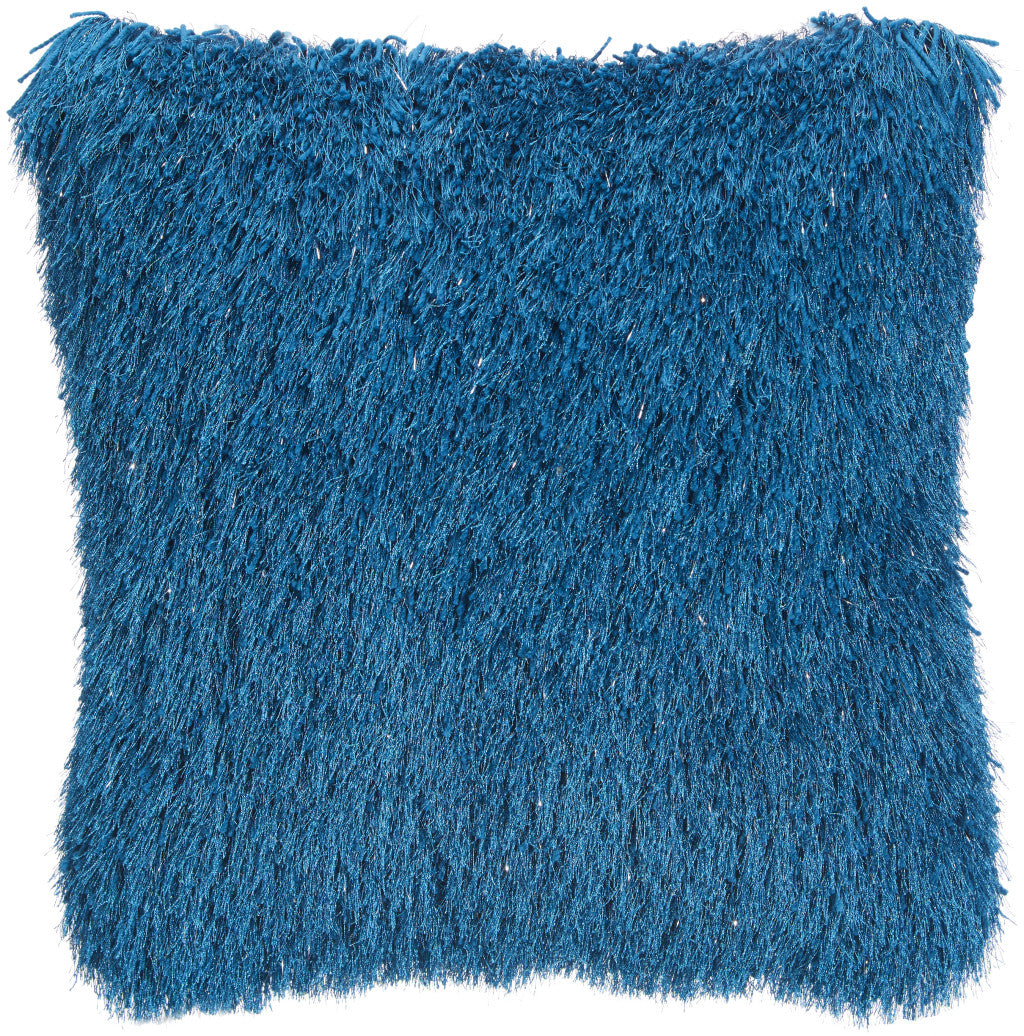 20" Teal Blue Shag Throw Pillow FurniFindUSA