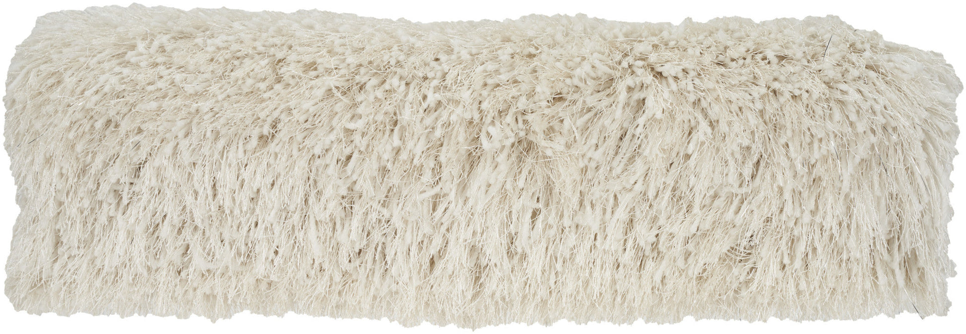 5" X 20" Ivory Bolster Shag Bolster Throw Pillow FurniFindUSA