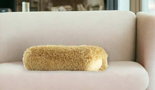 5" X 20" Yellow Bolster Shag Bolster Throw Pillow FurniFindUSA
