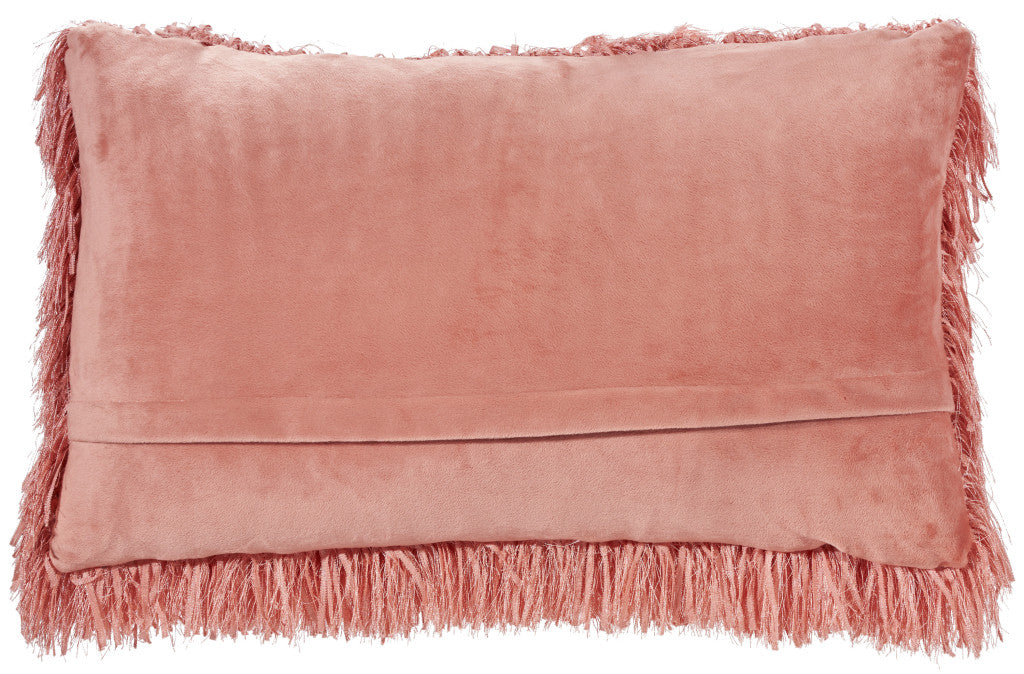 14" X 24" Coral Shag Lumbar Throw Pillow FurniFindUSA