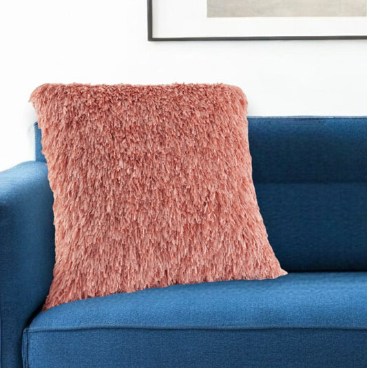 20" Coral Shag Throw Pillow FurniFindUSA