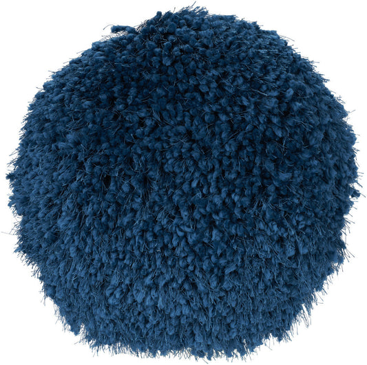 14" X 14" Teal Blue Round Shag Throw Pillow FurniFindUSA