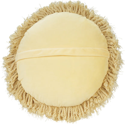 14" X 14" Yellow Round Shag Throw Pillow FurniFindUSA
