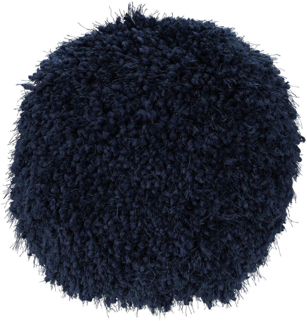 14" X 14" Navy Blue Round Shag Throw Pillow FurniFindUSA