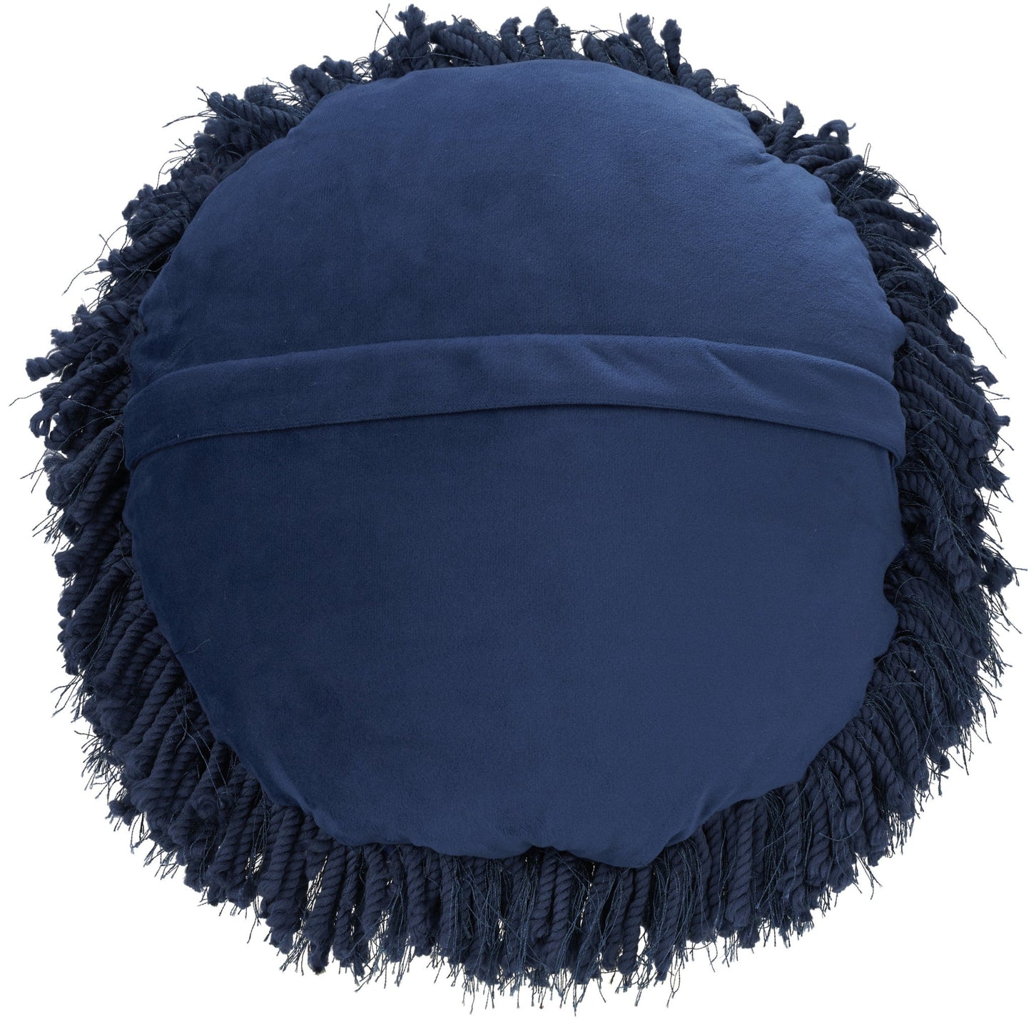 14" X 14" Navy Blue Round Shag Throw Pillow FurniFindUSA