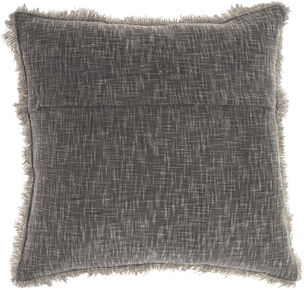22" Charcoal Cotton Throw Pillow With Fringe FurniFindUSA